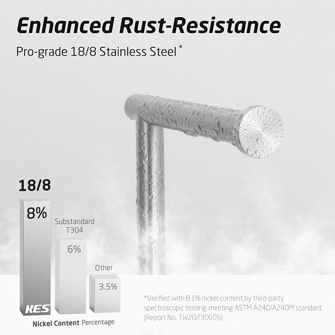 KES Extra High Toilet Paper Holder Free Standing 26", Toilet Paper Holder Stand with Natural Marble Base, Floor Freestanding Toilet Paper Holders 18/8 Stainless Steel Brushed Finished, BPH284S66-2