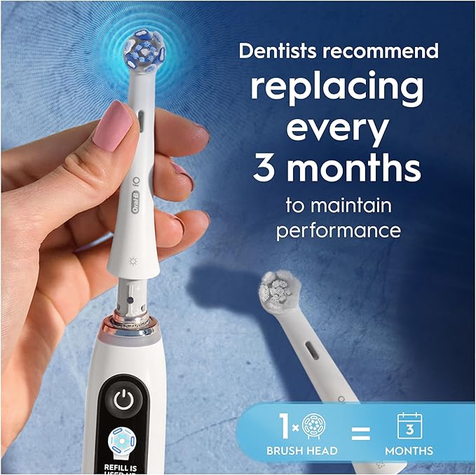 Oral-B Ultimate Clean Genuine White Replacement Brushes Set of 8 Deep Brushing Dental Plaque Removal Round Brush for Oral B iO Electric Brushes