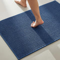 TYUU Bathroom Rugs Non Slip Washable, Super Absorbent Thin Bath Mat Quick Dry Low Pile Bathroom Rug, Navy Blue 24"x36"