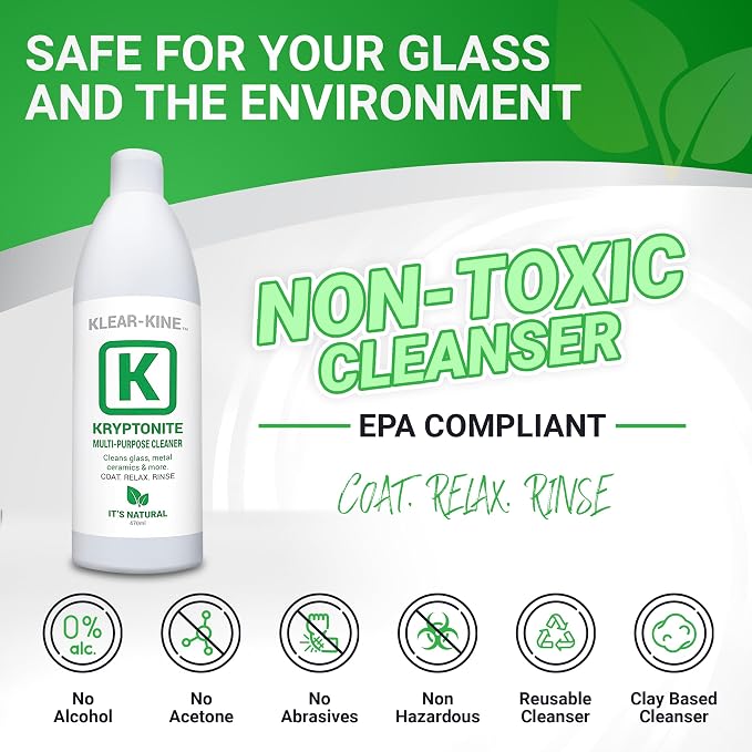 KLEAR Kryptonite Multipurpose Glass Cleaner | Powerful Cleaning Combo of 5 in 1 | Glass Friendly & Alcohol-Free Glass Cleaner| Coat, Relax, Rines| 16oz