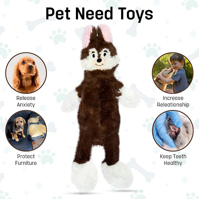 FGA MARKETPLACE Monkey-Fox Flat NO Stuffing NO Squeak Plush Dog Toy, Funny Style Will Entertain Your Pet for Hours, Recommended for Small and Medium Dog 21 INCH Long