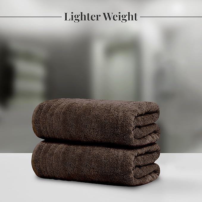 Tens Towels 4 Piece Extra Large Bath Towels 30 x 60 Inches, Brown | 100% Cotton, Larger & Lighter Weight, Quicker to Dry, Super Soft and Absorbent, Perfect for Bathroom