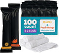 White Towel Services 8" x 8in Moist Cotton Towel Individually Wrapped - Lemon and Peach-Mango (Case of 100) - Single-Use Oshibori Style Cotton Hospitality Towels