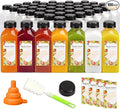 TOMNK 100pcs Juice Bottles, 12oz Plastic Bottles with Caps, Reusable Juice Bottles with Caps Clear Bulk Beverage Containers with Lids, Label, Funnel and Brush for Juicing, Milk, Smoothie and Beverages