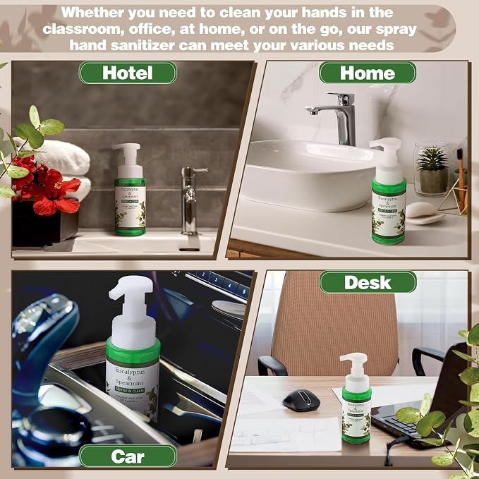 6 Pack Eucalyptus Mint Foaming Hand Soap with Pump Care Moisturizing Liquid Gentle Scented Foam Hand Wash 2026 New Year Gifts for Kitchen Bathroom Family Teacher Staff 8.75 Fl. oz