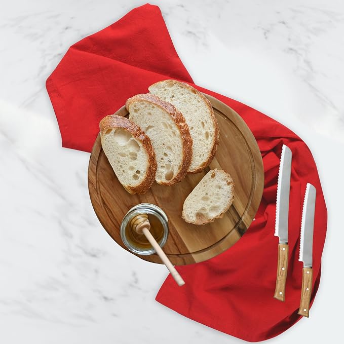 Urban Villa Flour Sack Red Kitchen Towels 100% Cotton Highly Absorbent Dish Towels for Bread Proofing Baking Drying Dinnerware Glass Embroidery DIY Projects Zero Lint 27x27 Inches (8 Pack)