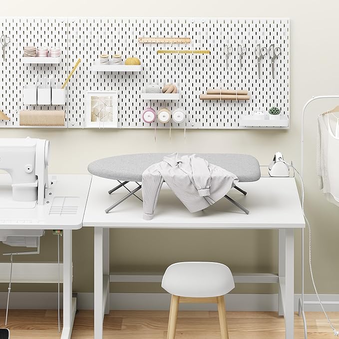 KINGBOARD Tabletop Ironing Board, Small Ironing Boards with Iron Rest, Folding Iron Board, Extra Thick Cover, Portable Tabletop Ironing Board with Non-Slip Feet, 30x12 Grey