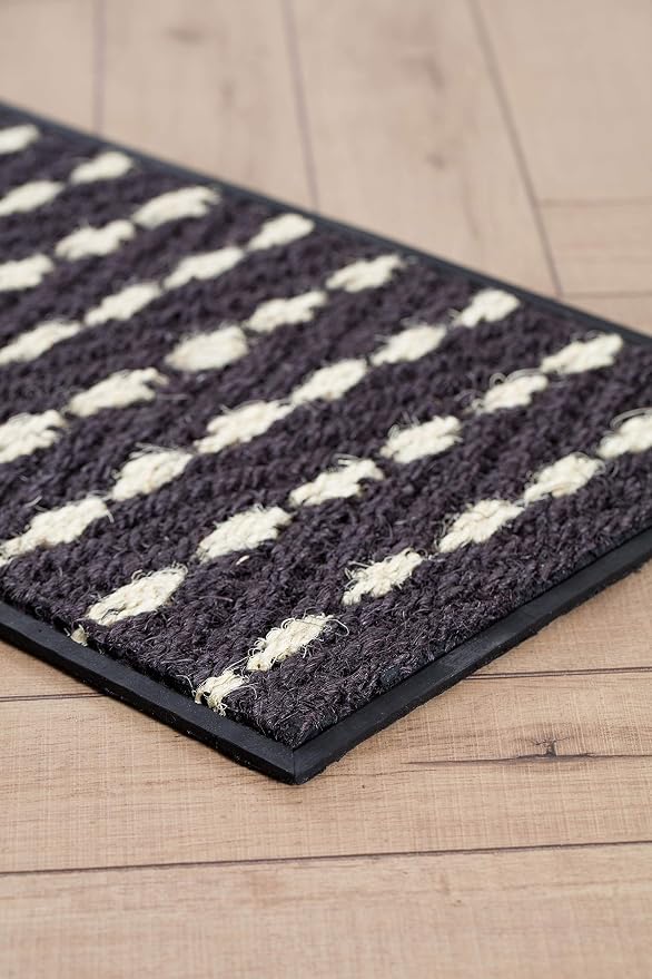 Anji Mountain Heavy Duty Waterproof Rubber Shoe Storage Mat Organizer/Boot Storage Tray Multi Use For Entryway with Coir, Gray and Ivory Insert, Fits 2 Pair (24.5" Wide)