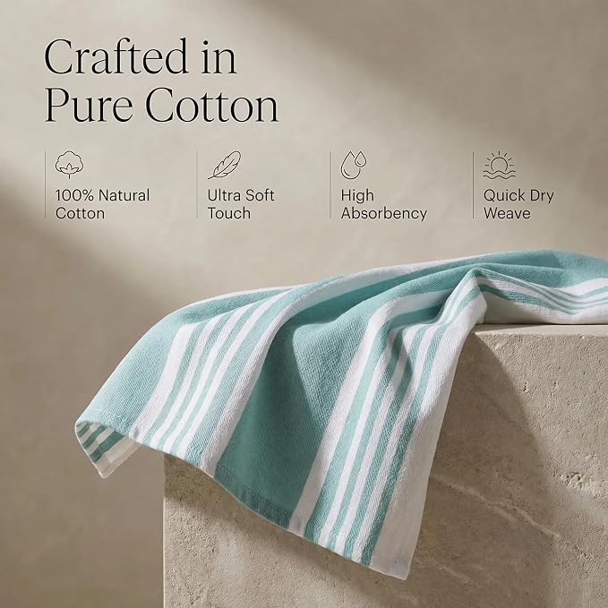 Urban Villa Kitchen Towels Cotton Dish Towels 20”x30” (Set of 6) Aqua