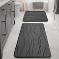 YIHOUSE Bathroom Rugs Set 2 Piece, Memory Foam Bath Mat Dark Grey | 17x24& 20x32, Ultra Soft, Absorbent, Non-Slip, Machine Washable, for Bathroom, Sink and Toilet