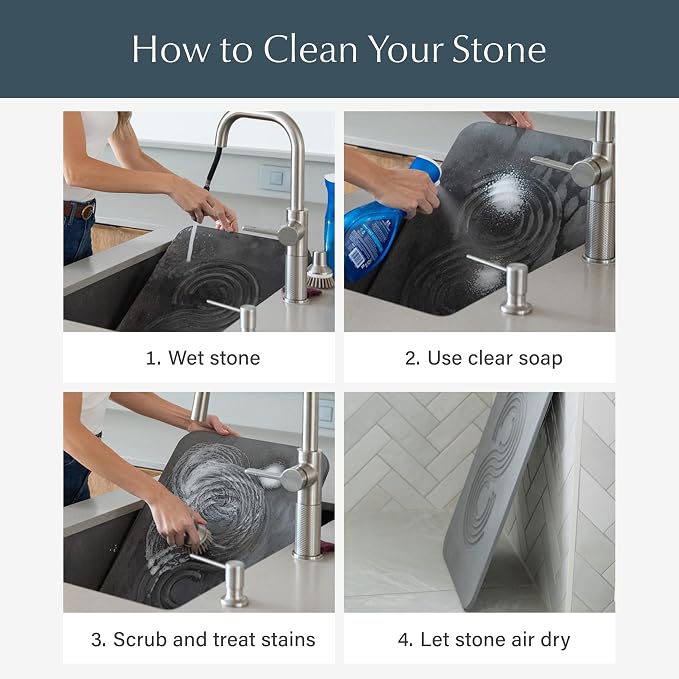 Dorai Home Stone Bath Mat Set - Premium Diatomaceous Earth Bath Floor Mats with Non-Slip Base, Fast-Drying Modern Shower Mat for Bathroom | Rain Sandstone, 2 Pack - 23.6"x15.4"