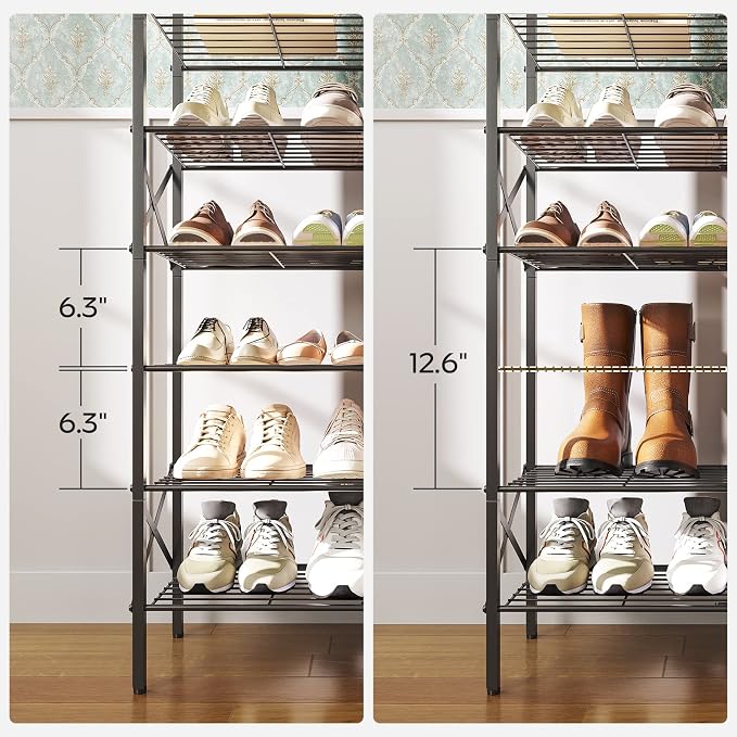 YATINEY 10 Tier Shoe Rack, Large Capacity Shoe Storage Organizer Holds 40 Pairs, Sturdy and Stable, for Entryway, Hallway, Closet, Dorm Room, Charcoal SS10BCG1