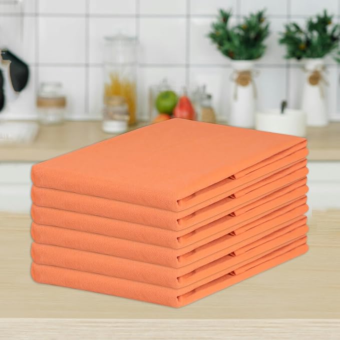 Urban Villa Kitchen Towels Cotton Dish Towels 27”x27” (Set of 12) Orange