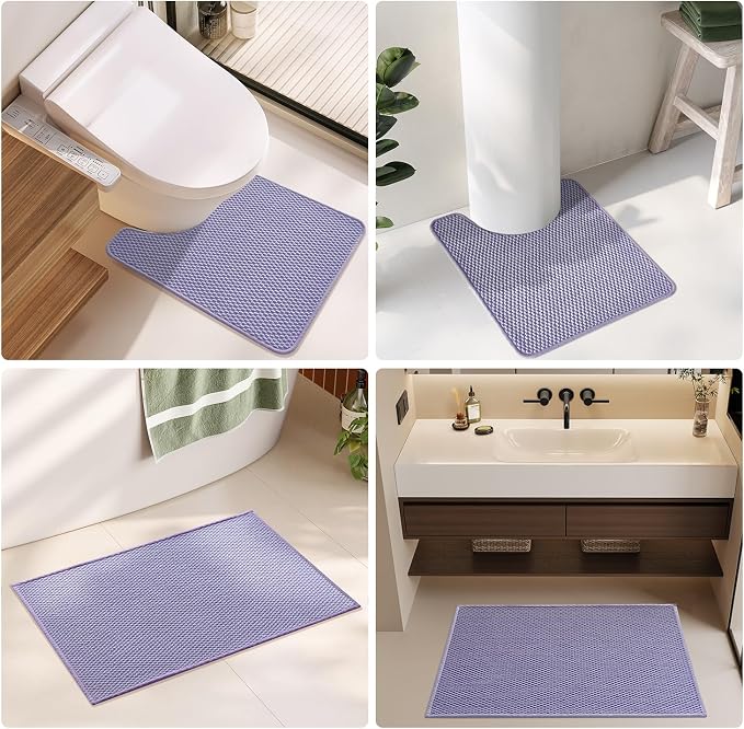 TYUU Large Bathroom Rugs Non Slip Washable Bath Rugs Super Absorbent Bathroom Rug Thin Quick Dry Low Pile Bath Mats, Lavender 36"x48"