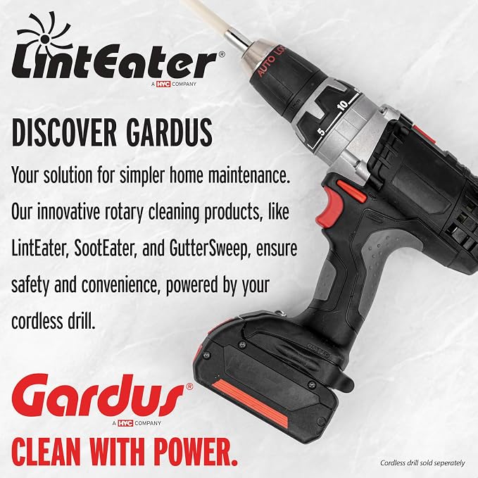 Dryer Cleaning Kit Extension Rods - Gardus R3203612 12' Extension Kit for Gardus RLE202 LintEater Rotary Dryer Vent Cleaner Kit, Dryer Vent Cleaning System Extends Up to 12’ with 4 Flexible 3' Rods