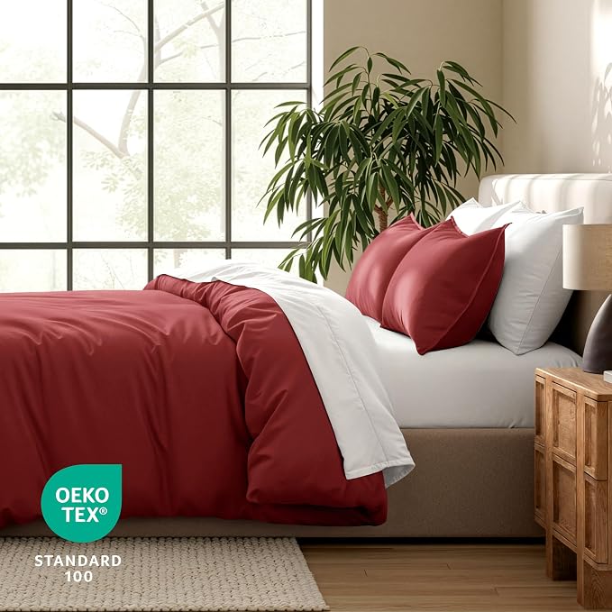Bare Home Bedding Duvet Cover King Size - Premium 1800 Super Soft Collection - Lightweight, Cooling - Soft Breathable Bedding Duvet Cover (King, Rosewood)