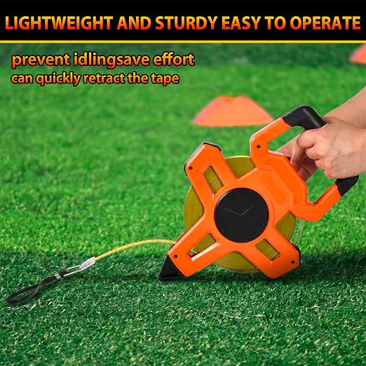 200ft/61m Open Reel Long Steel Tape Measure, 1/2" Nylon-Coated Steel Blade, Dual Inch/Metric Scales, ABS Impact-Resistant Case for Construction, Surveying, Orange