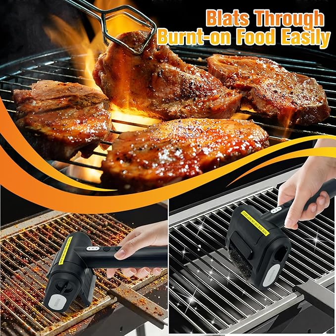 Electric Grill Brush Bristle for Outdoor Grill, Grill Cleaning Brush Rechargeable BBQ Cleaner Brush Head,Safe Grill Brush with Scraper for Cast Iron Stainless-Steel Grates,Black