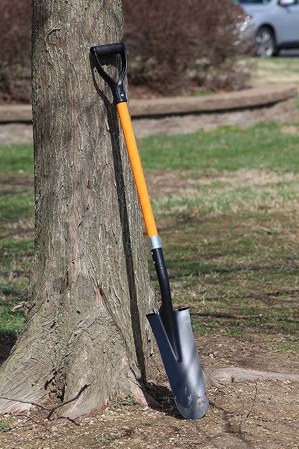 Ashman Drain Spade Shovel (Pack of 6) - 48-Inch Long D Handle Spade - Heavy Duty Handle with Thick Metal Blade - Premium Quality Orange Multi Purpose Shovel.