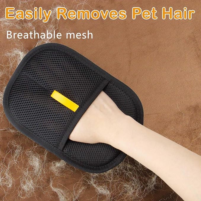 2.0 Upgraded Pet Hair Removal Glove for Dogs and Cats (4) | Dual-Sided Design, Mesh & Lint Surface, Reusable Glove, Dogs & Cats, Hand Strap Fit