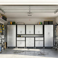 Garage Cabinet System | Heavy Duty Steel All-in-One Modular Garage Cabinet Set for Ultimate Workshop Organization | Easy Assembly Garage Storage Cabinets & Tool Bench
