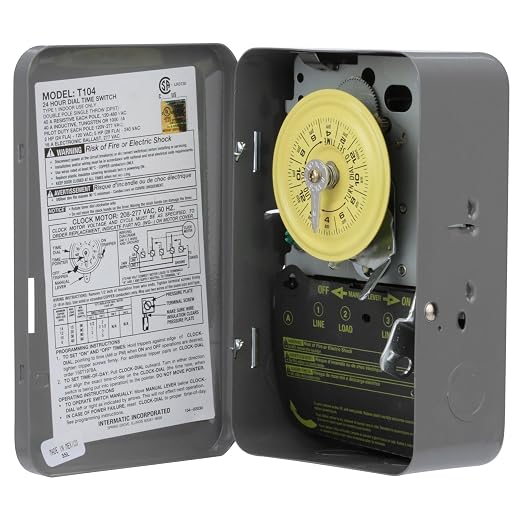 Intermatic T104 24-Hour Mechanical Timer Switch - 208–277 VAC, DPST, Indoor Metal Enclosure, Heavy-Duty, Manual Override, 40 Amp - Ideal for Lights, Pumps, Fans, and HVAC Systems (Pack of 3)