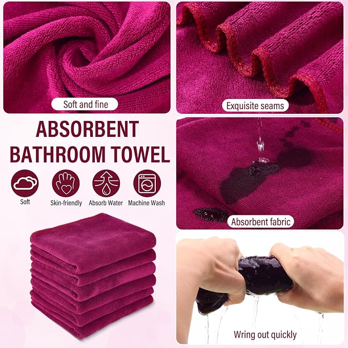 FillTouch 12 Pcs 15L Foldable Foot Soaking Tub Kit Portable Foot Bath Tub for Soaking Feet with Towel and Storage Bag Soak Spa Bucket for Travel Camping (Claret)