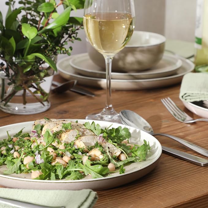 Gibson Elite Island Bay 12-Piece New Bone China Dinnerware Set Service for 4, Reactive Glaze Plates and Bowls, Dishwasher and Microwave Safe, Cream and Green