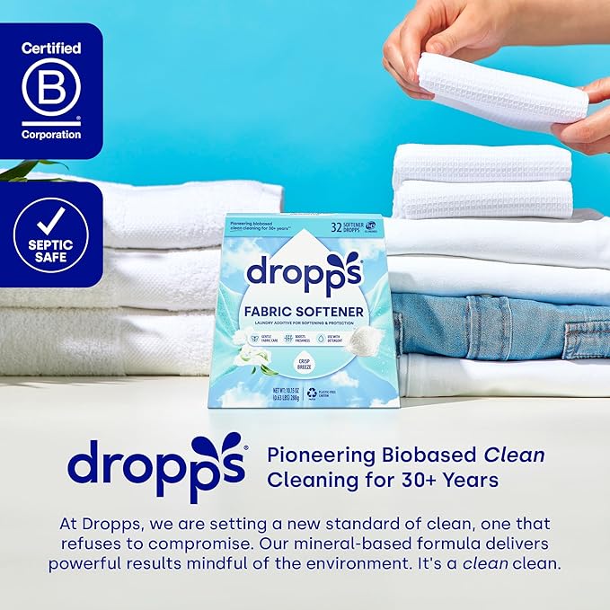 Dropps Fabric Softener Pods, Lavender Meadow (32 Count) - Laundry Softener For Soft & Fluffy Fabrics | Liquid Softener & Dryer Sheet Alternative | Clean Ingredients | Plastic Free Packaging