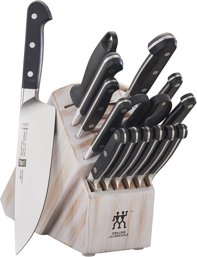 ZWILLING Pro 16-pc Knife Block Set - Rustic White