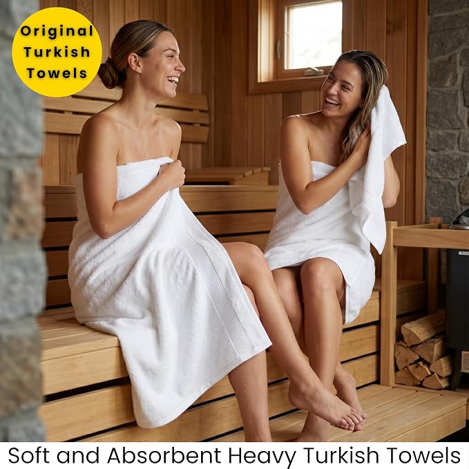SALBAKOS 2-Piece 100% Turkish Cotton Bath Towels, Extra-Large 35x70, White | Oversized Bath Sheet Towel for Bathroom & Beach, Thick, Super Soft, Highly Absorbent, Premium Hotel Quality, Made in Turkey