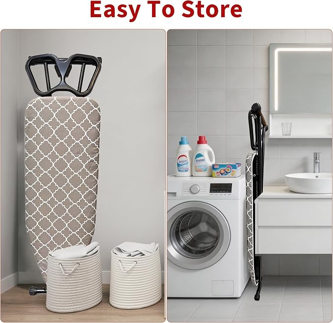 Ironing Board, 48"×15" with Iron Rest, 7 Adjustable Height 4 Layer & Sturdy | Extra Large Iron Board, Heat Resistant Cover and Pad for Home Apartment Dorm Laundry Room, Gray