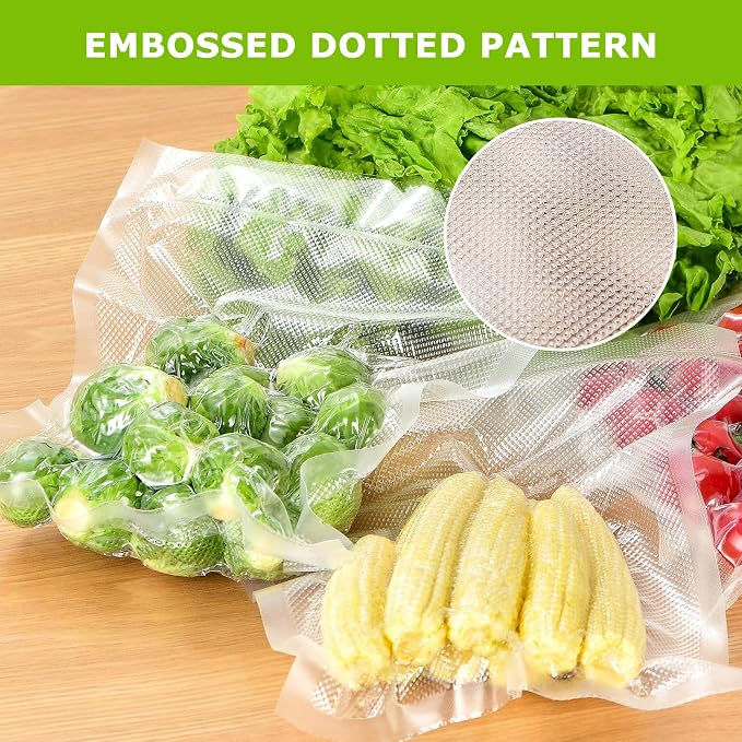 Bonsenkitchen Vacuum Sealer Bags, 8" x 12", 400 Quart Precut, VB14 | 400 Quart 8" x 12" Precut Food Sealer Bags, Customized Size Vacuum Bags for Vac Storage, Meal Prep or Sous Vide Cooking