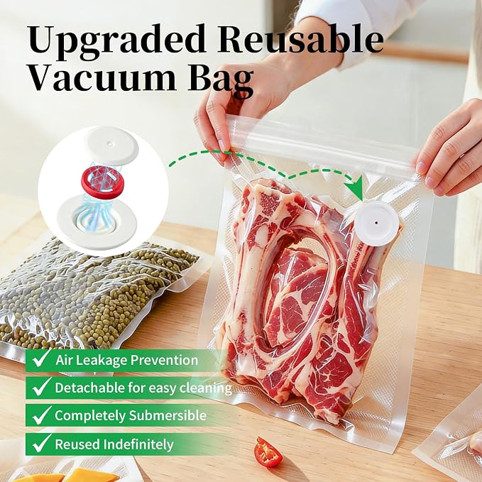 VISRIE 100Pcs Reusable Vacuum Sealer Bags for Food, 5 Assorted Size | BPA-Free Food Storage Bags for Sous Vide Microwave Heating, Compatible with Handheld Sealer and Vac Sealer Machine
