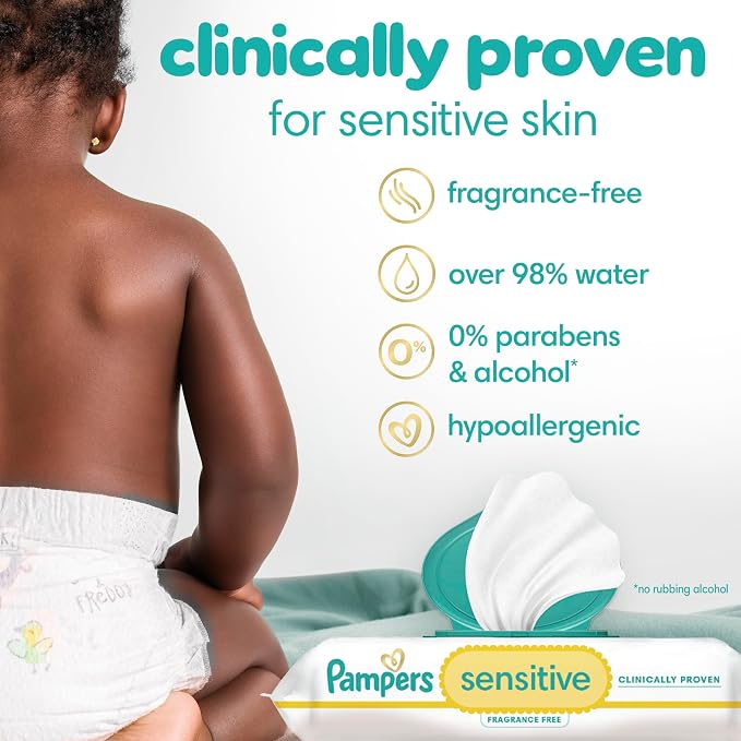 Pampers Sensitive Baby Wipes - Fragrance Free 56 Count, 1X