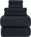 YTYC 39x78 Bath Sheets Set,Towels for Bathroom,Black,6-Pieces | 2 Extra Large Bath Towels, 2 Hand Towels, 2 Washcloths, Super Soft,Highly absorbent,Hanging Loop,80% Polyester