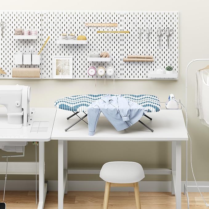 KINGBOARD Tabletop Ironing Board, Small Ironing Boards with Iron Rest, Folding Iron Board, Extra Thick Cover, Portable Tabletop Ironing Board with Non-Slip Feet, 30x12 Blue