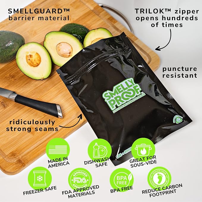 10pk 4-MIL Reusable Food Storage Bags, Reusable Sandwich Bags, Freezer Bags, BPA Free, No PEVA, Non-Silicone Bags for Food Storage, Snack Bags, 10 Black Smelly Proof Bags 6.5" x 7.5"