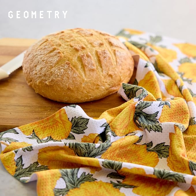 GEOMETRY Tea Towels – Spring & Summer Collection – Quick-Dry, Ultra-Absorbent, Reusable Microfiber Kitchen Towels for Drying & Cleaning - Field of Gold - 1 Pack