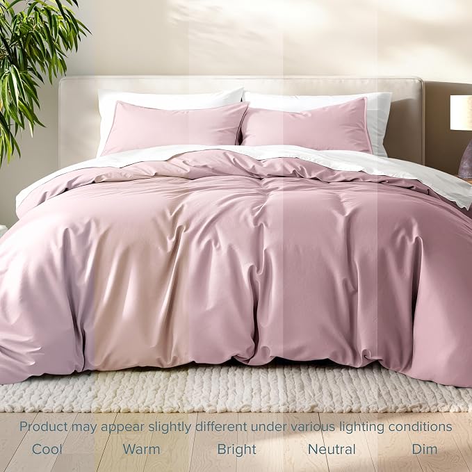 Bare Home Bedding Duvet Cover Extra Long Size - Premium 1800 Super Soft Collection - Lightweight, Cooling - Soft Breathable Bedding Duvet Cover (Twin/Twin XL, Dusty Pink)