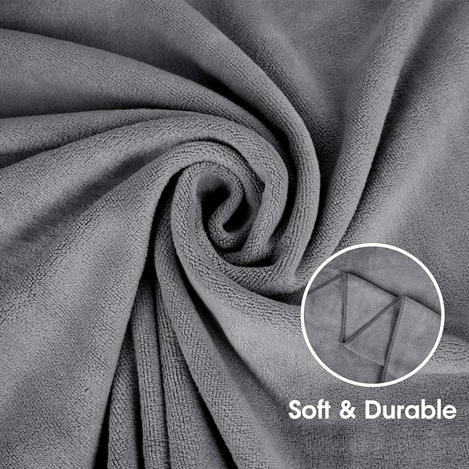 JML Microfiber Bath Towel 2 Pack(30" x 60"), Oversized Thick Towels, Soft, Super Absorbent and Fast Drying, No Fading Multipurpose Use for Sports, Travel, Fitness, Yoga, 30 in 60 in, Grey Count | Microfiber, Hanging Loop, Oversized, Soft & Absorbent, F...