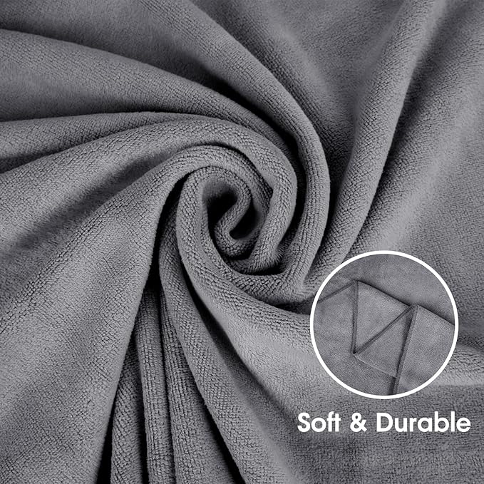 JML Bath Towels Set, 4 Pack, 30" x 60", Grey | Microfiber,Large, Soft, Absorbent, Quick Dry for Salon Hair Wrap, Sauna, Sports, Yoga, Swim, Pool