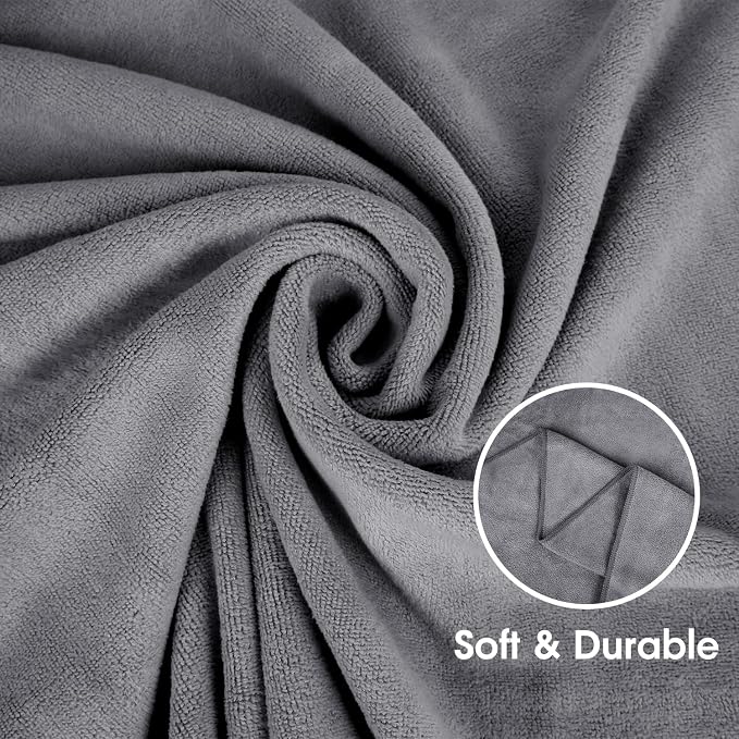 JML Microfiber Bath Towel Set, 27" x 55", 6 Pack | Hanging Loop, Extra Absorbent, Fast Drying, Lint-free, Use for Pool, Swimming, Fitness, Sports, Yoga, Grey/Pink/Purple