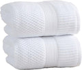 NY Loft 100% Cotton 2-Pack Oversized Bath Towel Set | White | Quick-Dry | Two Oversized 35" x 70" Bath Towels / Bath Sheets | Super Absorbent | Designer-Styled Texture