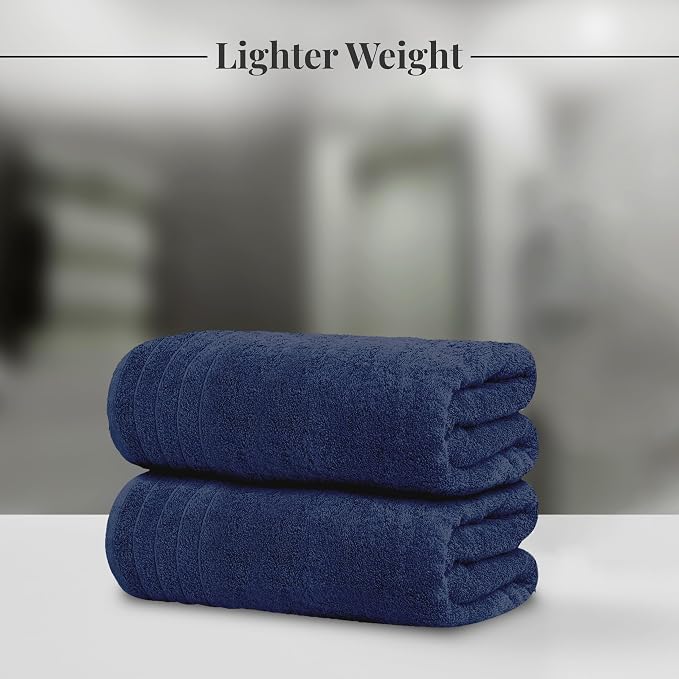 Tens Towels 4 Piece Extra Large Bath Towels 30 x 60 Inches, Navy | 100% Cotton, Larger & Lighter Weight, Quicker to Dry, Super Soft and Absorbent, Perfect for Bathroom