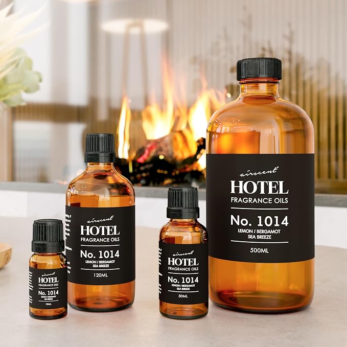 AirScent Hotel Diffuser Oil No. 1014 - Iconic 5-Star Hotel Blend - 500 mL | Lemon Bergamot Sea Breeze - Coastal Blend - Fragrance Oil for Ultrasonic and Waterless Diffusers and Crafting