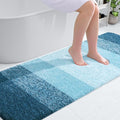 OLANLY Bathroom Runner Rugs Mat 70x24, Extra Soft Absorbent Microfiber Bath Rugs, Rubber Backing, Quick Dry, Washable Long Bath Mats for Bathroom, Tub and Shower, Home Decor Accessories, Peacock Blue