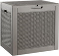 31 Gallon Outdoor Storage Box, Resin Deck Boxes Indoor and outdoor, Waterproof Storage Box Lockable Lid for Garden Tools, Package Delivery, Pool Supplies, Patio Cushions, Grey