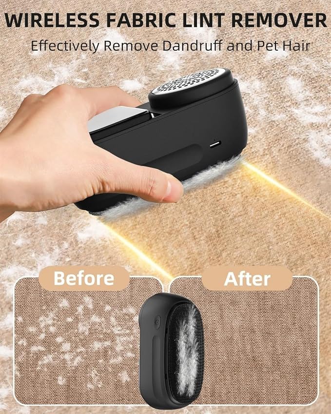 Fabric Shaver Lint Remover and Lint Brush Rechargeable, 2600mAh Portable Sweater Defuzzer Lint Shaver, 2-Speed Adjustment, Removes Lint, Pill, & Fuzz (Color : Black)