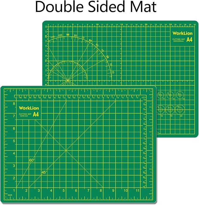 WORKLION Full 9" x 12" Art Self Healing PVC Cutting Mat, Double Sided, Gridded Rotary Cutting Board for Craft, Fabric, Quilting, Sewing, Scrapbooking Project (3 Pack)…